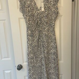 White House Black Market Black and White Printed Midi Dress